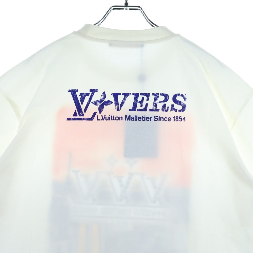 LOUIS VUITTON(ルイヴィトン) 25SS エンベリッシュド グラフィックプリント ビジュー ラインストーン ロゴ クルーネック 半袖Tシャツ カットソー ホワイト RM251M NPG HSY95W