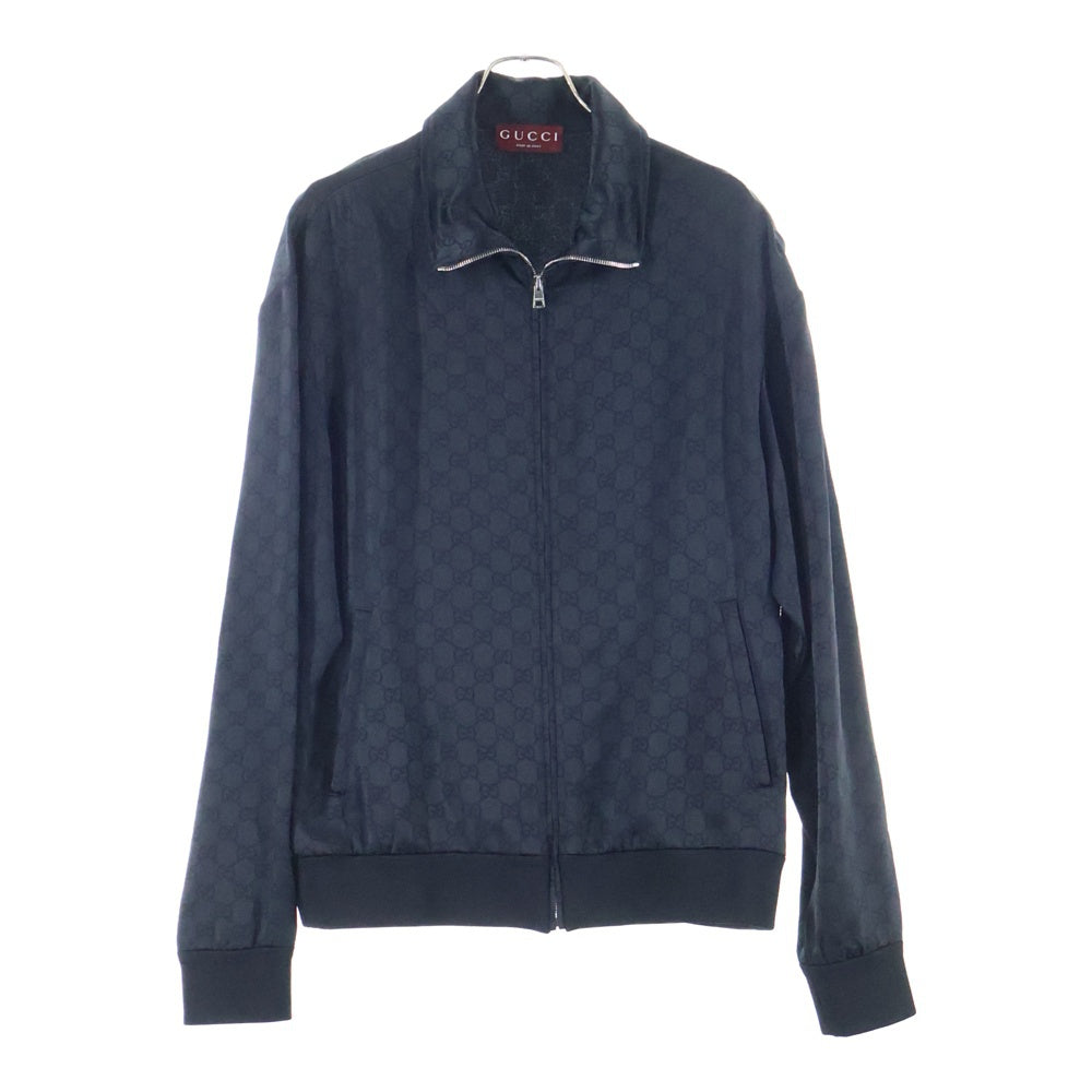 GUCCI(グッチ) 25SS GGサテン 総柄ジャガード レーヨン セットアップ ジップアップ トラックジャケット サイドライン ストレート イージーパンツ ブラック 811273/811318