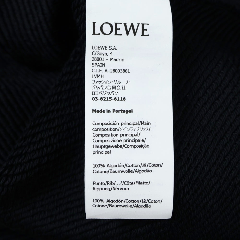 LOEWE(ロエベ) Relaxed fit hoodie ムーンプリント うさぎ ラビット刺繍 ドローコードチャーム プルオーバー スウェットパーカー フーディー ブラック S359Y25X52
