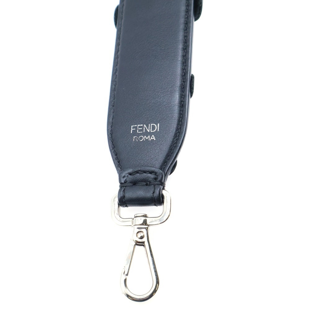 FENDI(フェンディ) フラワーモチーフ スタッズ ショルダーストラップ レザー シルバー金具