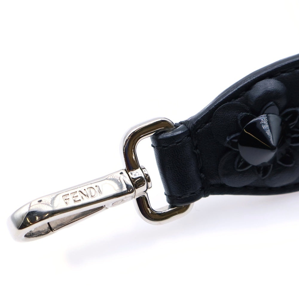 FENDI(フェンディ) フラワーモチーフ スタッズ ショルダーストラップ レザー シルバー金具