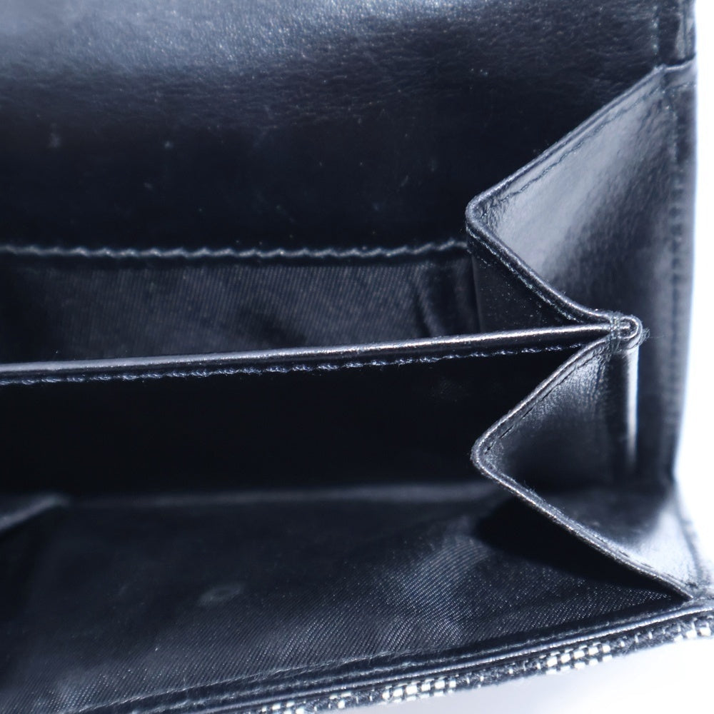 Christian Dior(クリスチャンディオール) トロッター 三つ折り財布 コンパクトウォレット コインケース ブラック キャンバス×レザー ブラック金具