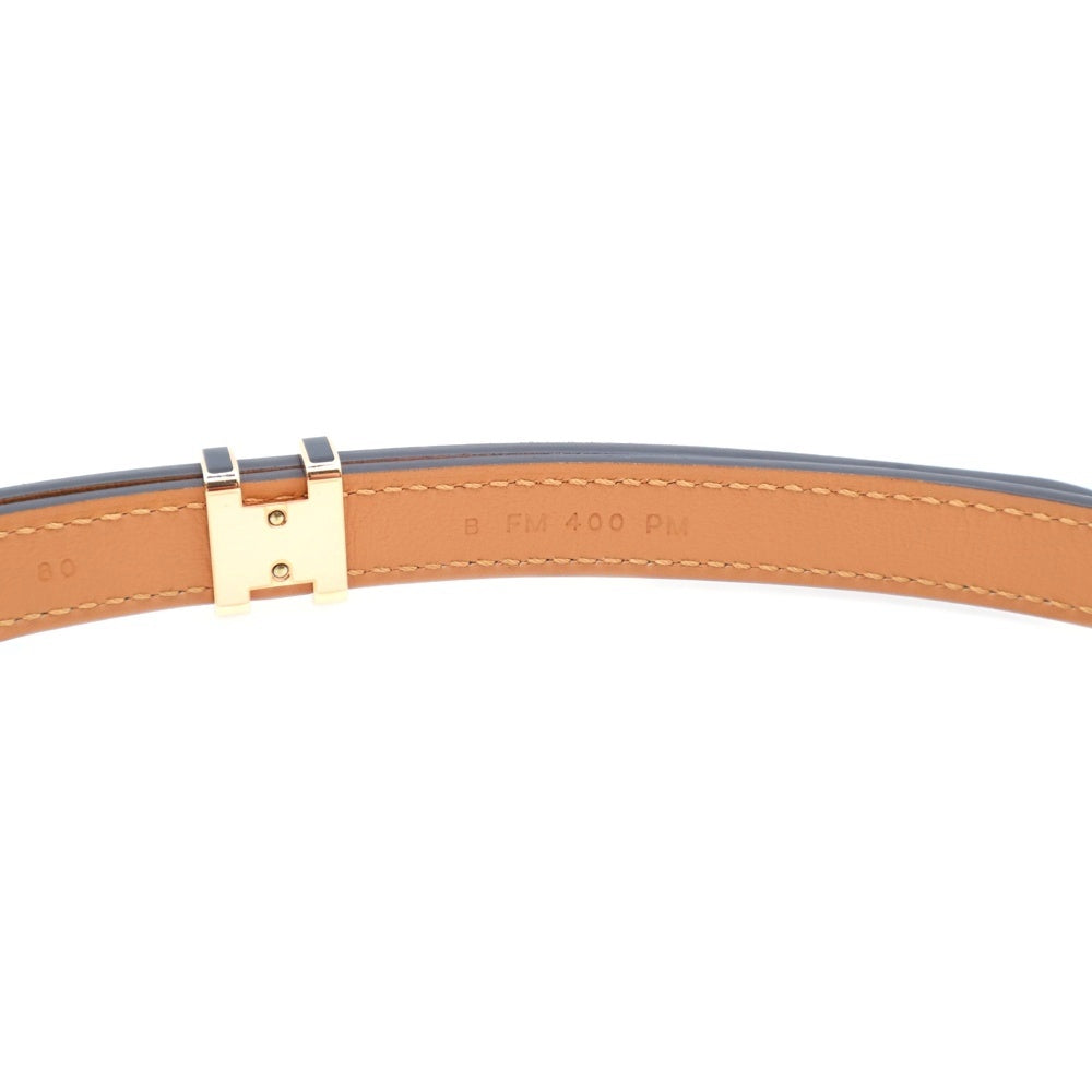 HERMES(エルメス) ポップアッシュ ベルト レザー ブラック×ブラウン B刻印 ピンクゴールド金具