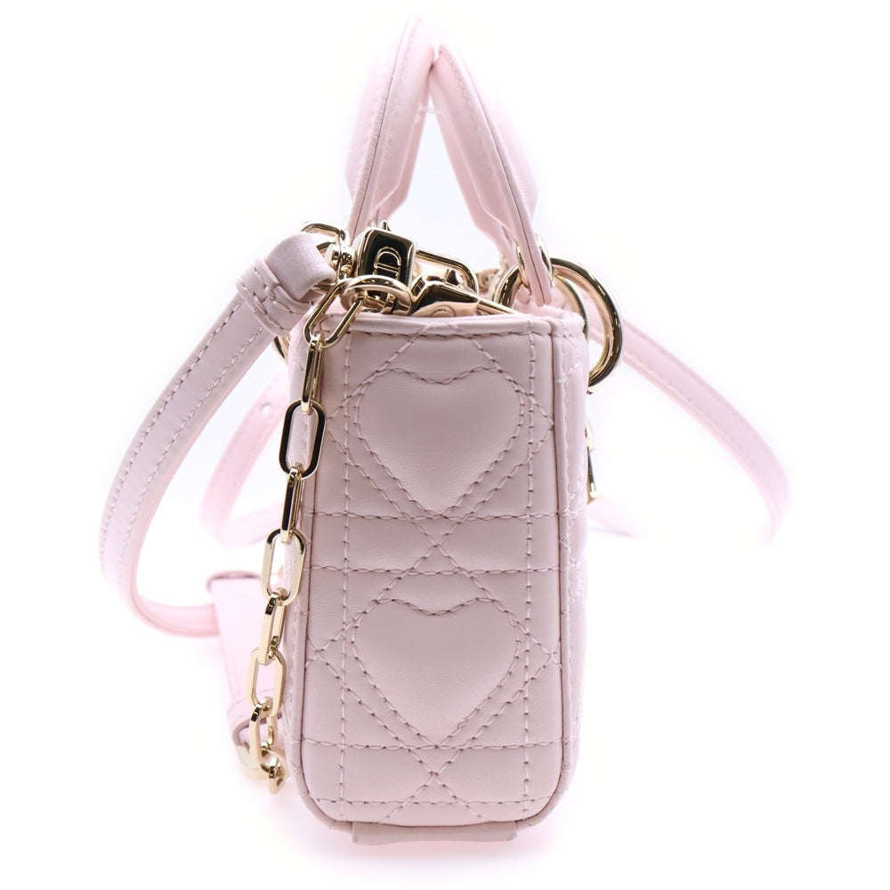 Christian Dior(クリスチャンディオール) レディ D-ジョイ マイクロバッグ 2WAYバッグ ショルダーバッグ ミニハンドバッグ ライトピンク レザー ゴールド金具