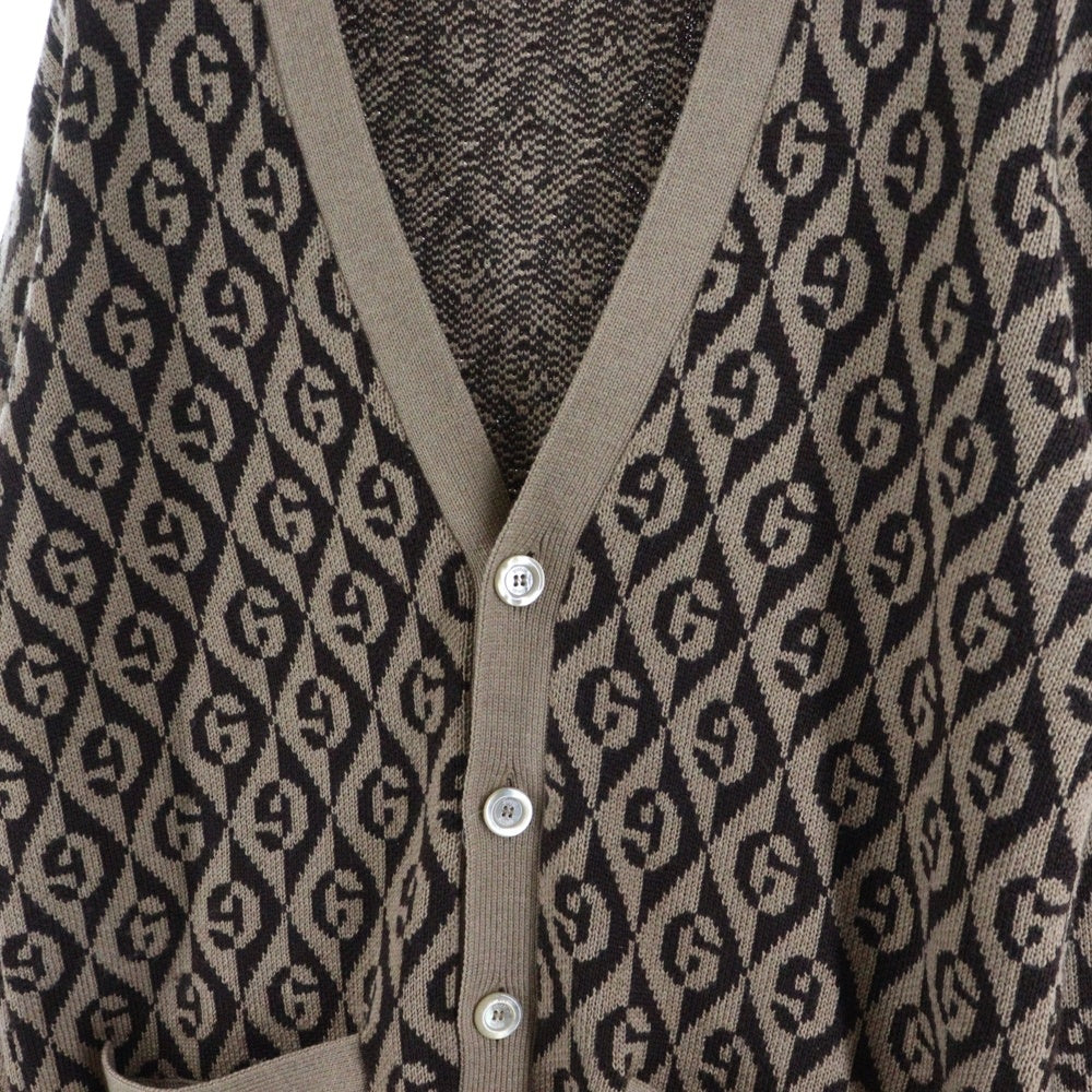 GUCCI(グッチ) GG RAMBUS GGランバス ウールニットカーディガン ブラウン/ベージュ 595511 XKA0Y