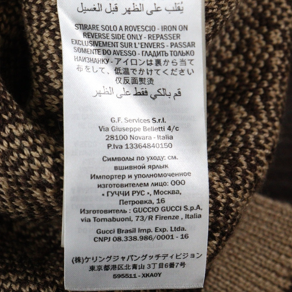 GUCCI(グッチ) GG RAMBUS GGランバス ウールニットカーディガン ブラウン/ベージュ 595511 XKA0Y
