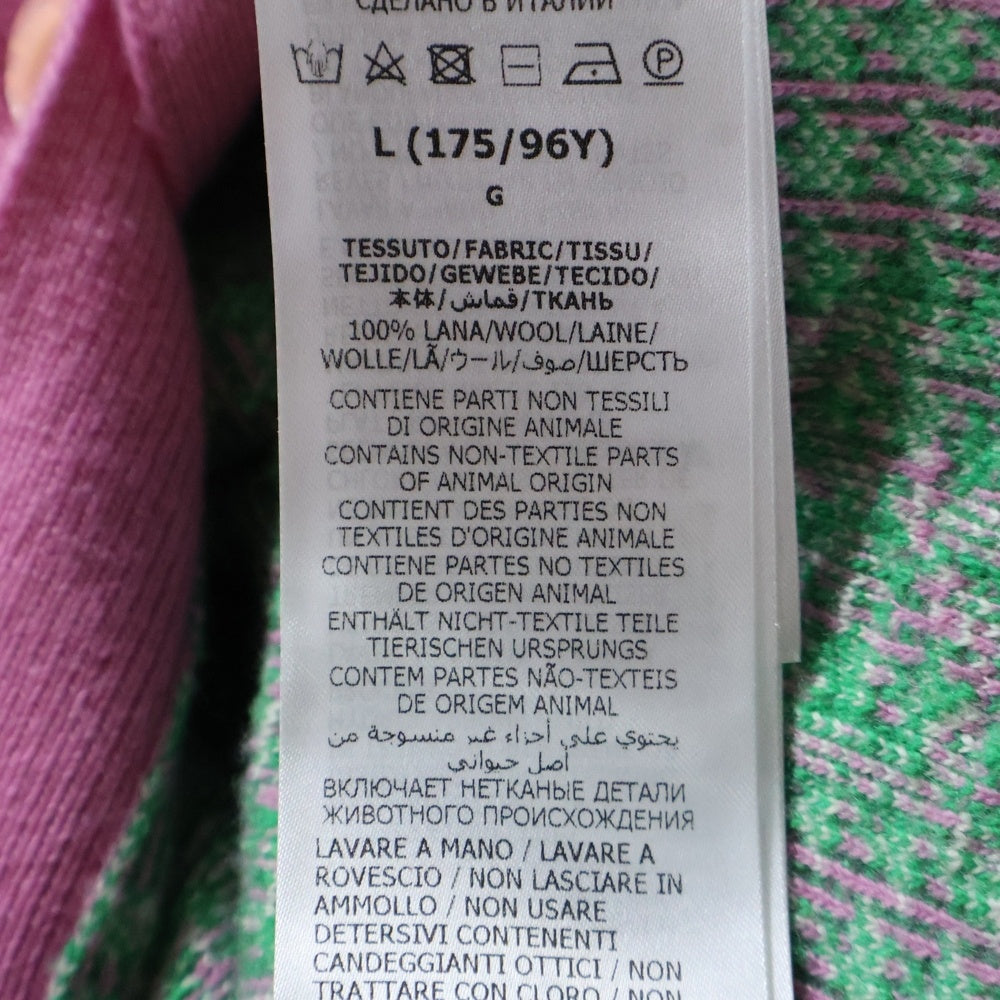 GUCCI(グッチ) GG総柄ジャガード チェック ウール ニット カーディガン ピンク/グリーン 727110