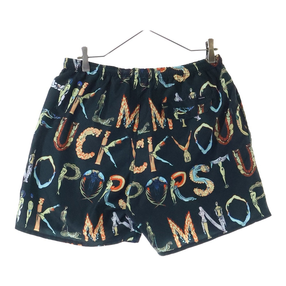SUPREME(シュプリーム) 18SS Alphabet Water Short アルファベット 総柄プリント ウォーター ハーフ ショートパンツ ショーツ ブラック