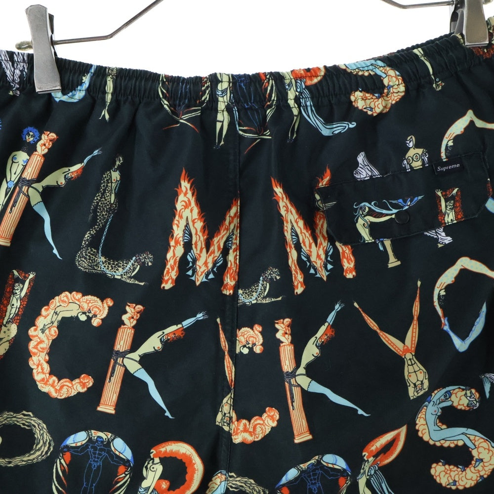 SUPREME(シュプリーム) 18SS Alphabet Water Short アルファベット 総柄プリント ウォーター ハーフ ショートパンツ ショーツ ブラック
