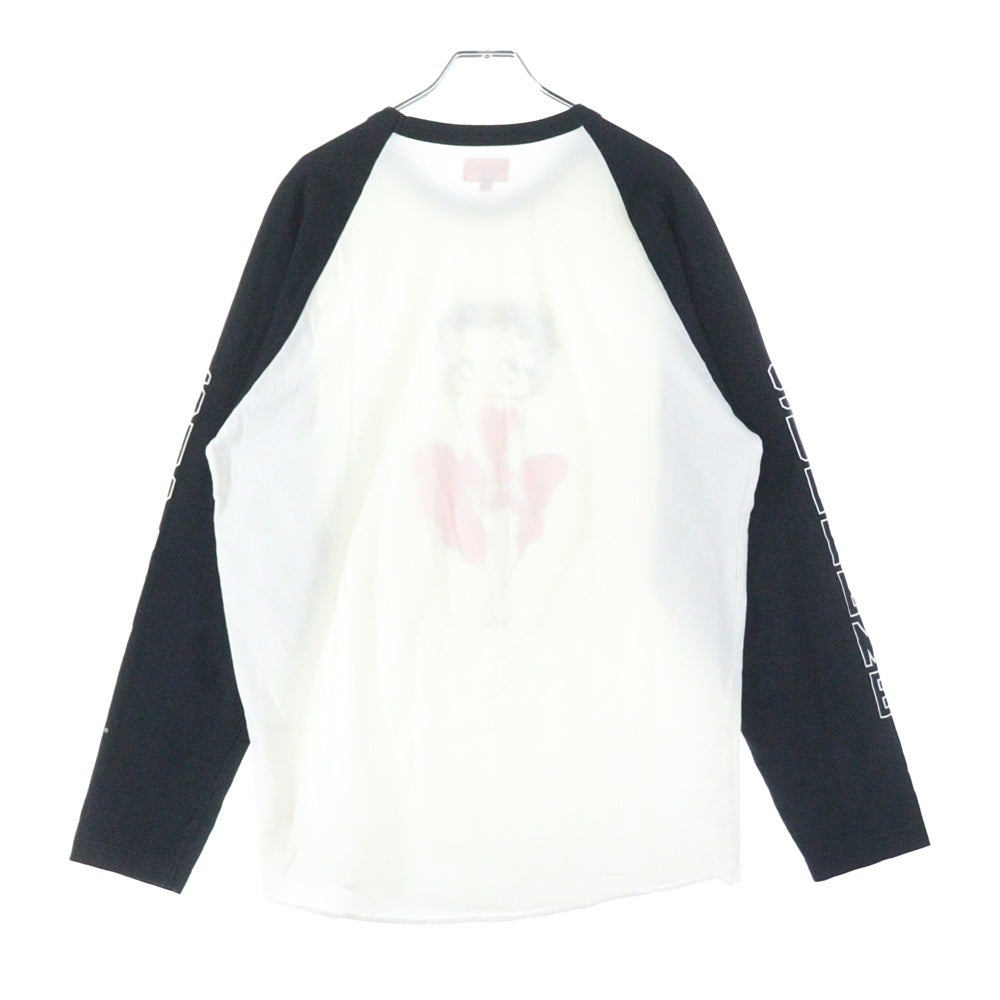 SUPREME(シュプリーム) 16SS Betty Boop Raglan L/S Tee ベティブープ アームロゴ プリント クルーネック ラグラン ロングスリーブ 長袖Tシャツ カットソー ホワイト/ブラック