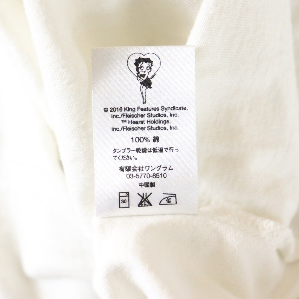 SUPREME(シュプリーム) 16SS Betty Boop Raglan L/S Tee ベティブープ アームロゴ プリント クルーネック ラグラン ロングスリーブ 長袖Tシャツ カットソー ホワイト/ブラック