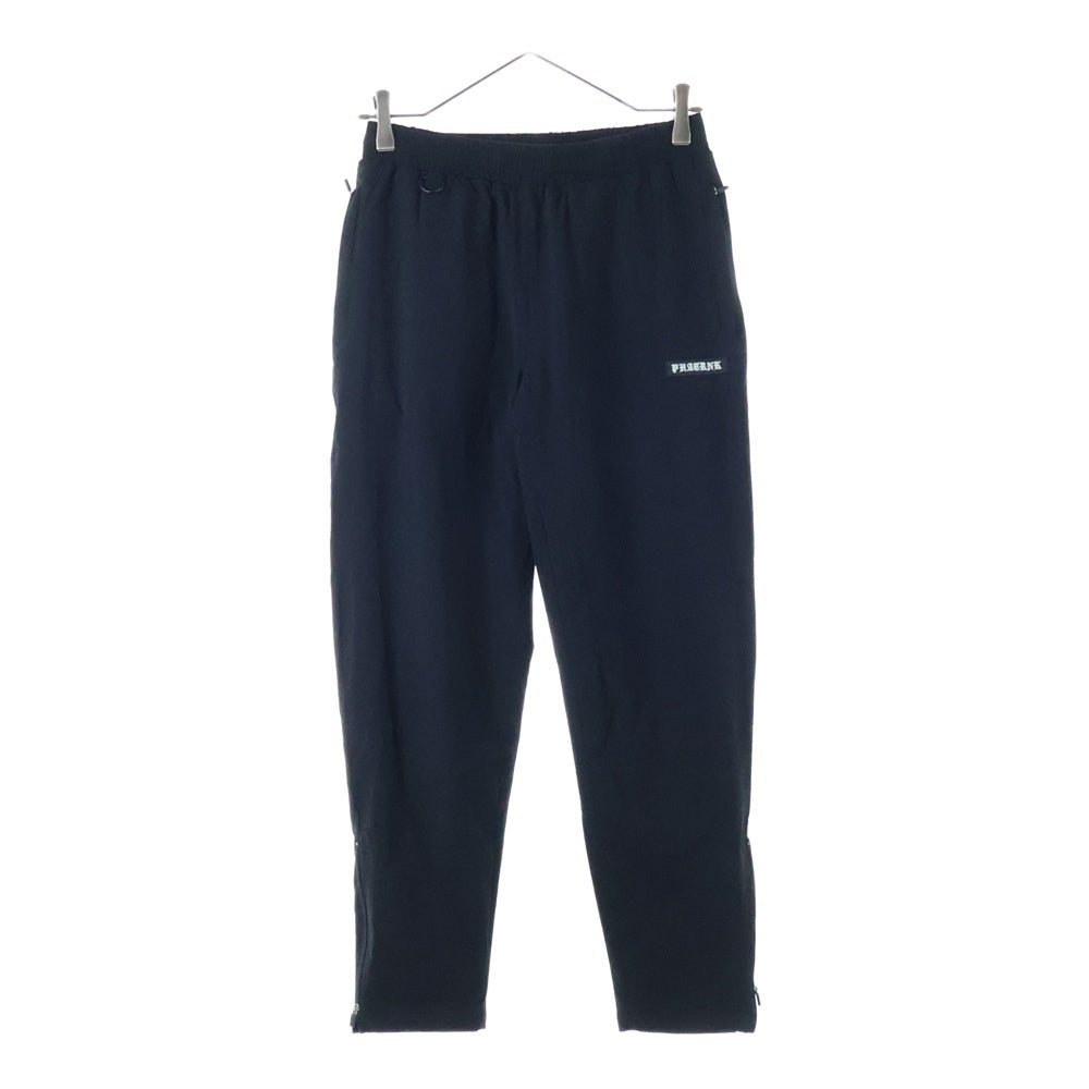 PHATRNK(ファットランク) ラバーワッペンロゴ ナイロン ドローストリング トラックパンツ ブラック