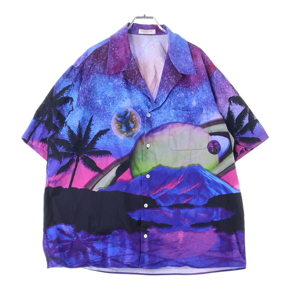 VALENTINO(ヴァレンティノ) Water Sky Print ウォータースカイ ギャラクシー総柄プリント オープンカラー 半袖シャツ パープル/ブルー XV3AAA9081C