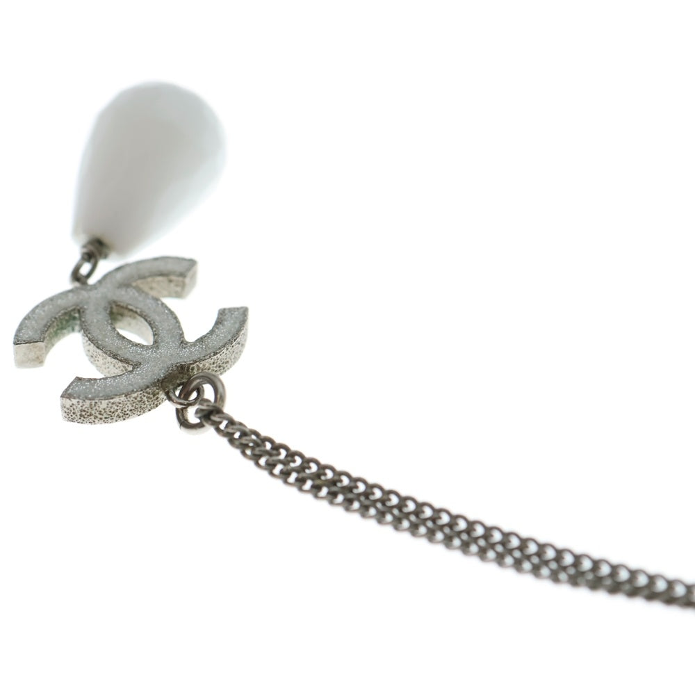 CHANEL(シャネル) ココマーク ティアドロップ ネックレス ペンダント チェーン ホワイト×シルバー A43326