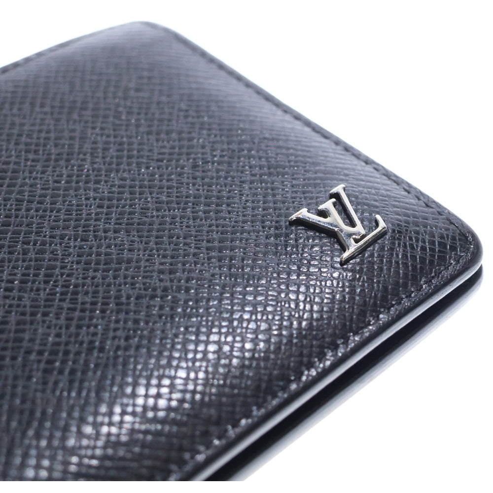LOUIS VUITTON(ルイヴィトン) タイガ ポルトフォイユ ミュルティプル コンパクトウォレット 二つ折り財布 カードケース ブラック レザー M30295 シルバー金具