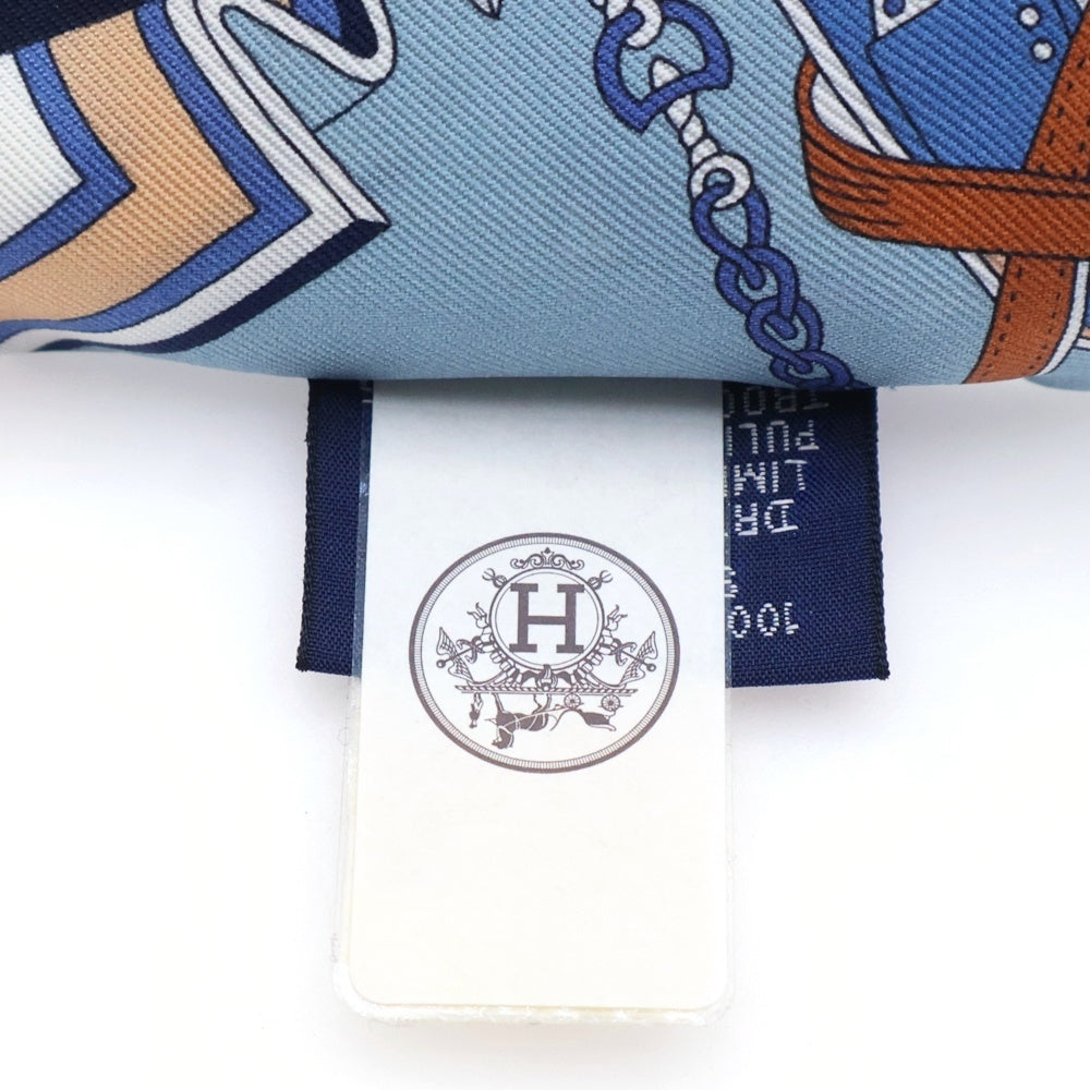 HERMES(エルメス) ツイリー ネイビー シルク スカーフ 鞍職人の花束