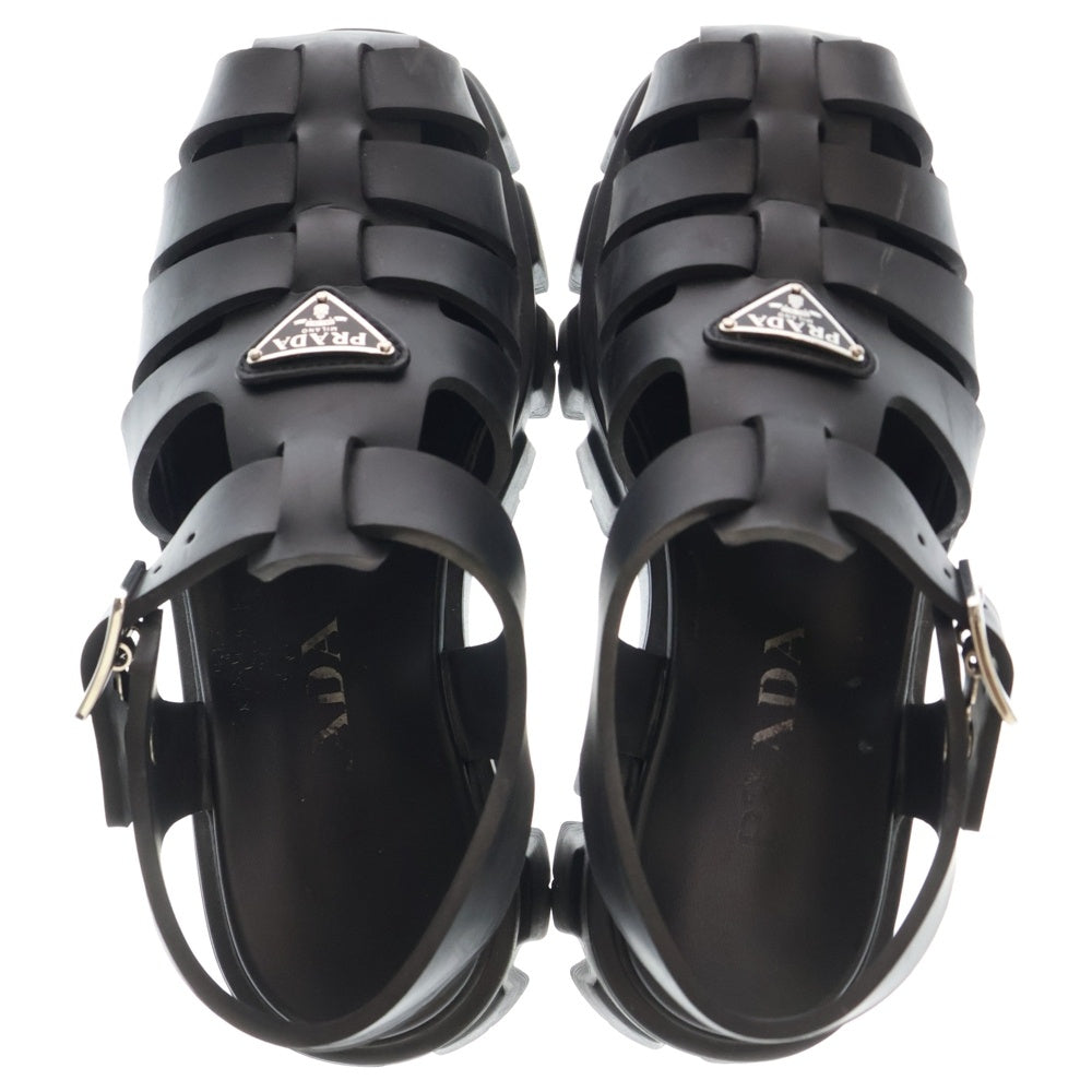 PRADA(プラダ) モノリス トライアングルロゴプレート ラバー ストラップ サンダル ブラック レディース 2X3083