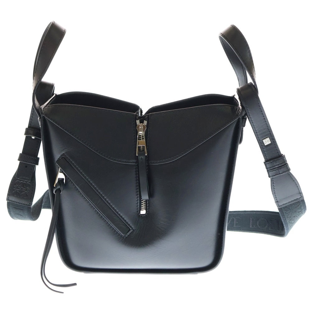 LOEWE(ロエベ) ハンモック コンパクト アナグラムロゴ レザー 2WAY ハンド ショルダーバッグ シルバー金具 ブラック