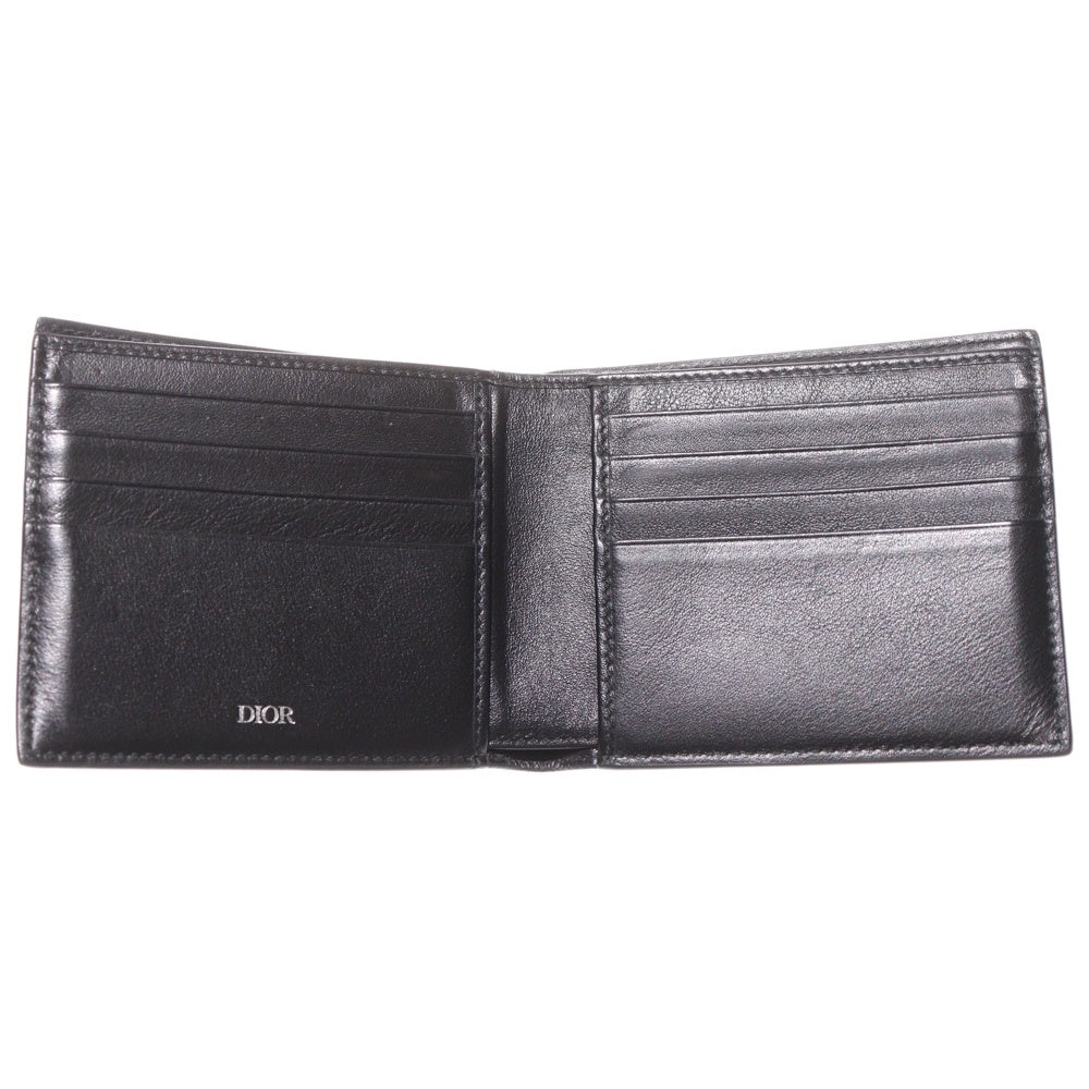 Christian Dior(クリスチャンディオール) オブリーク ギャラクシー 二つ折り財布 コンパクトウォレット カードケース ブラック レザー