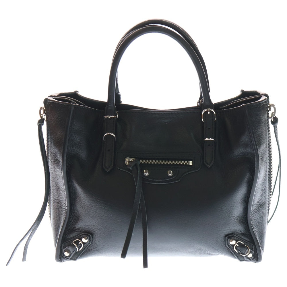 BALENCIAGA(バレンシアガ) ペーパー ハンドバッグ ミニバッグ ブラック レザー 305572 シルバー金具 レディース