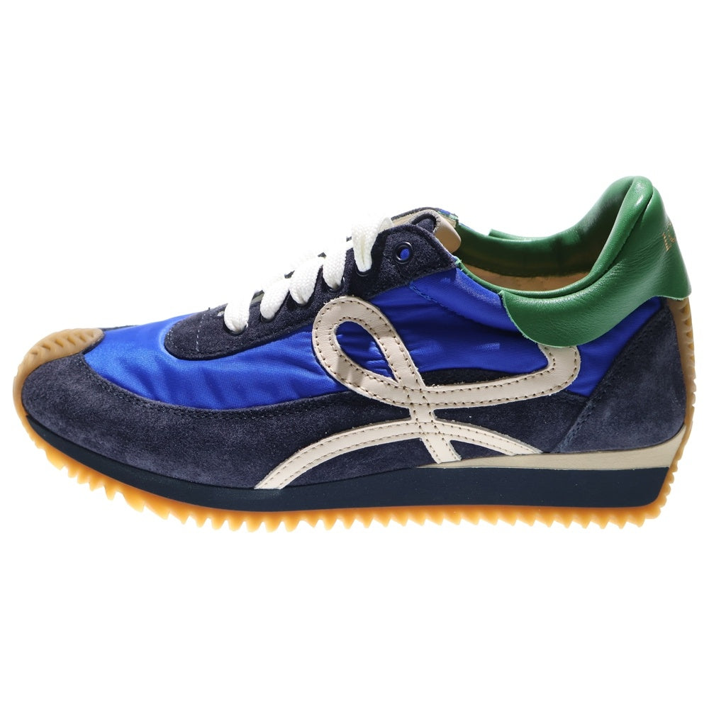 LOEWE(ロエベ) フローランナー アナグラムロゴ スエード コンビレザー レースアップ ローカットシューズ スニーカー ブルー/グリーン レディース 590321