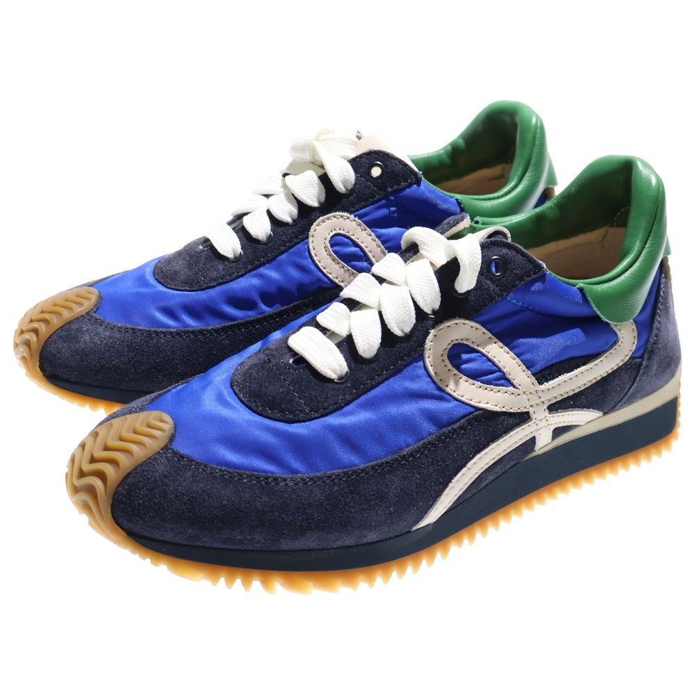 LOEWE(ロエベ) フローランナー アナグラムロゴ スエード コンビレザー レースアップ ローカットシューズ スニーカー ブルー/グリーン レディース 590321