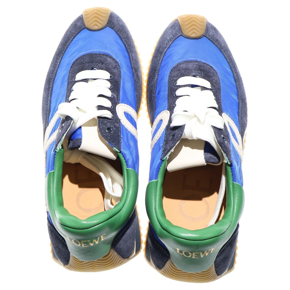 LOEWE(ロエベ) フローランナー アナグラムロゴ スエード コンビレザー レースアップ ローカットシューズ スニーカー ブルー/グリーン レディース 590321