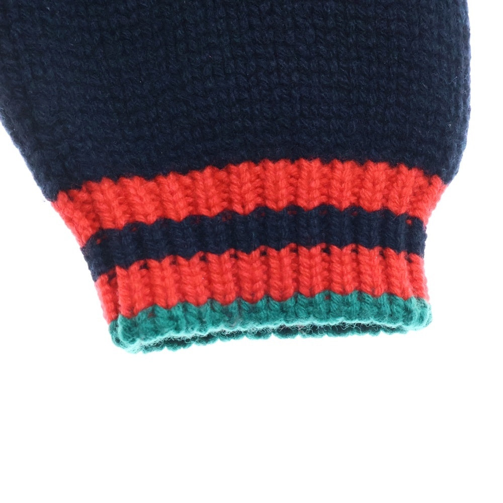 GUCCI(グッチ) 19AW シェリーライン ケーブルウールニットセーター ブラック/グリーン/レッド 548115-X1561