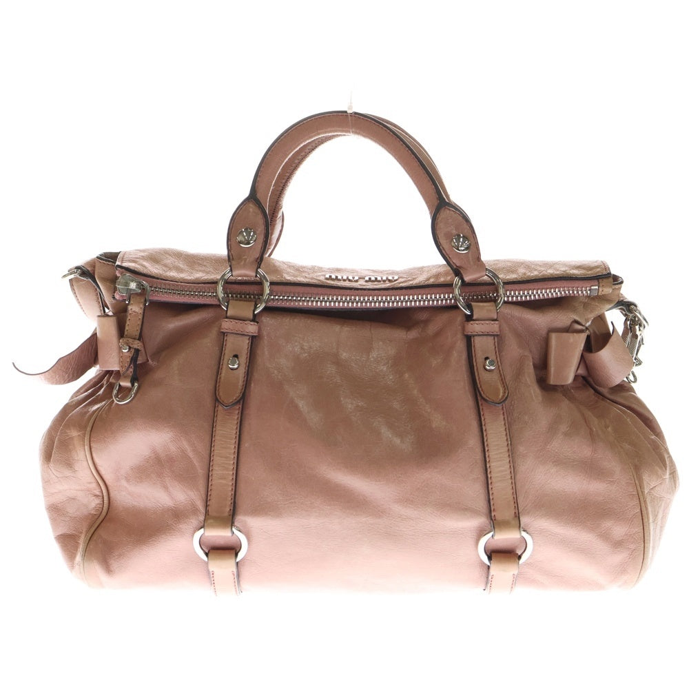 miumiu(ミュウミュウ) ヴィッテロ リボン 2WAYハンドバッグ ショルダーバッグ ピンク レザー シルバー金具