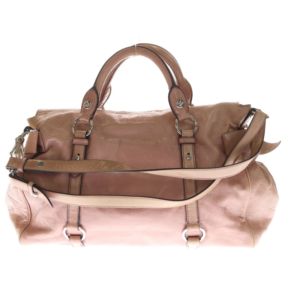 miumiu(ミュウミュウ) ヴィッテロ リボン 2WAYハンドバッグ ショルダーバッグ ピンク レザー シルバー金具
