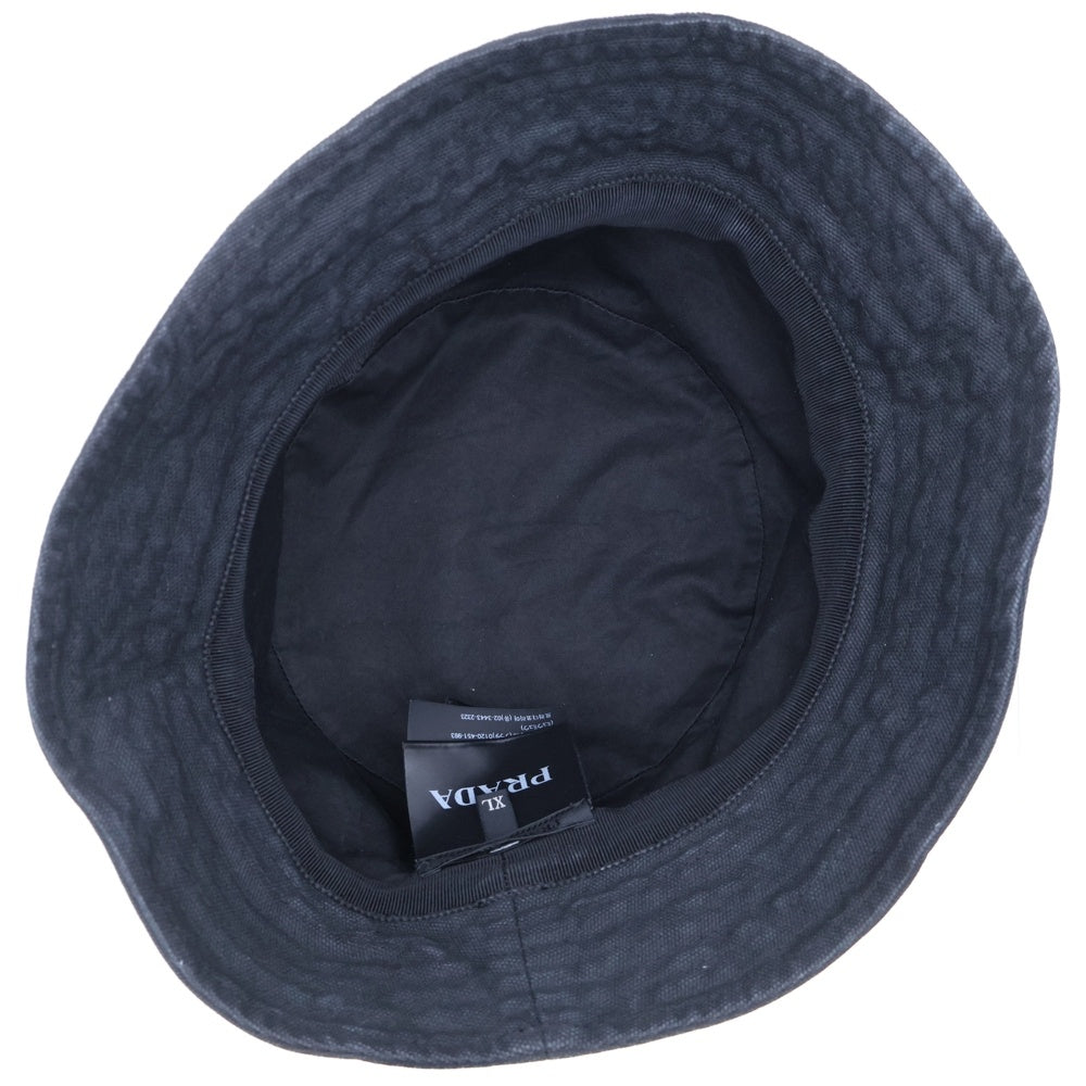 PRADA(プラダ) バケットハット 帽子 フェード加工 ブラック コットン 2HC137