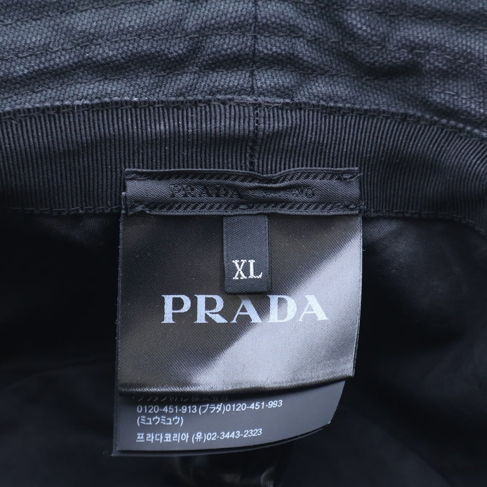 PRADA(プラダ) バケットハット 帽子 フェード加工 ブラック コットン 2HC137