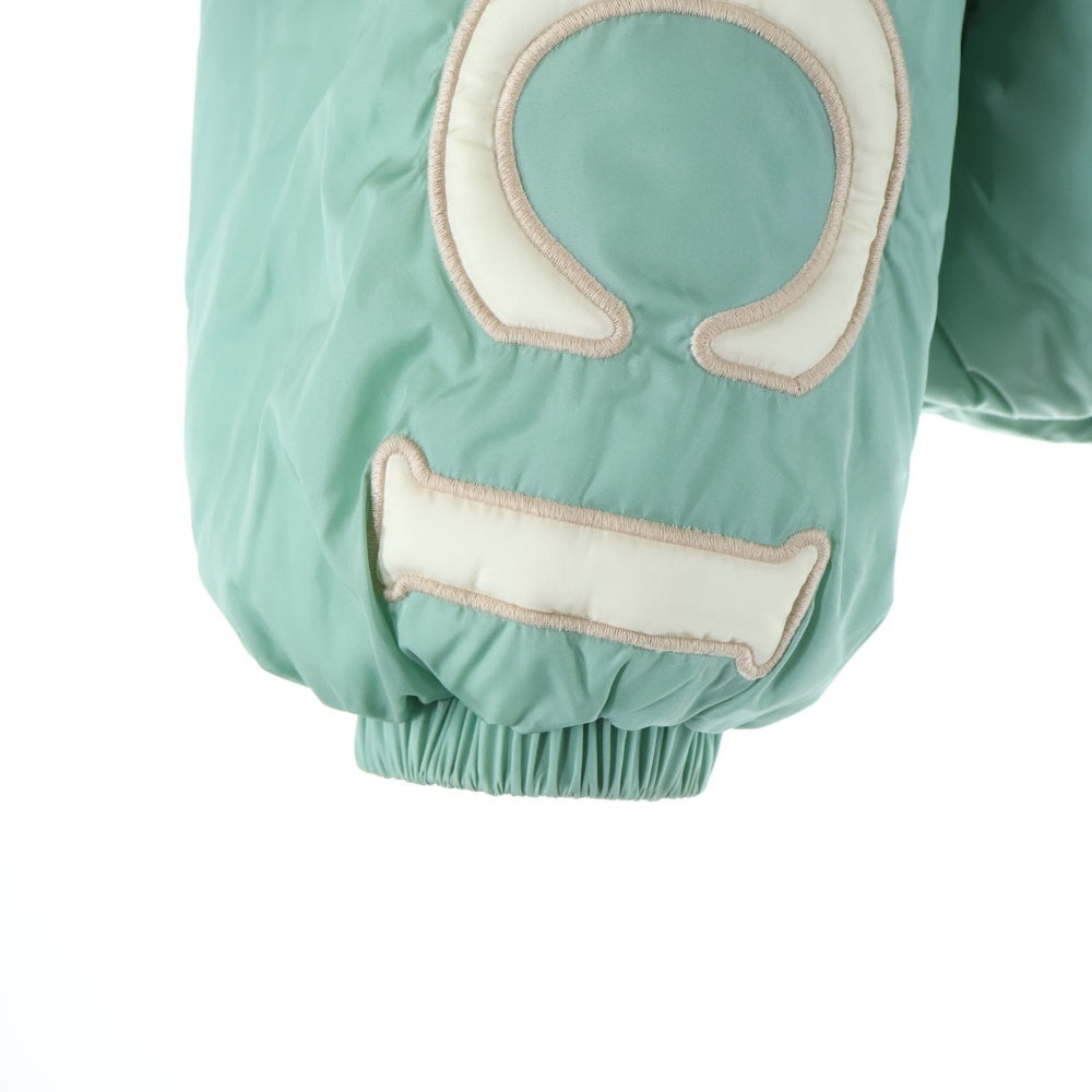 GUCCI(グッチ) ×adidas アディダス トレフォイル ロゴ刺繍 スタンドカラー ジップアップ ダウンジャケット グリーン レディース 714749