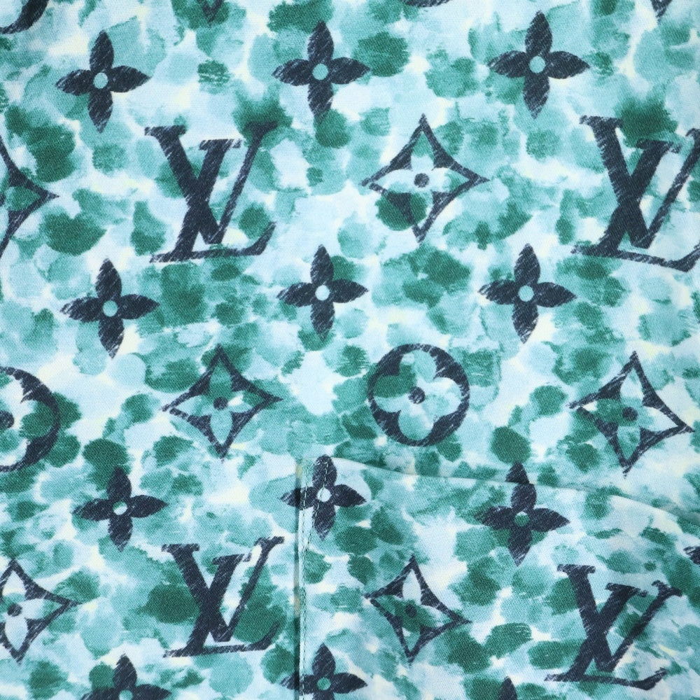 LOUIS VUITTON(ルイヴィトン) 23AW モノグラム クレープ 総柄プリント オープンカラー レーヨン 半袖シャツ グリーン RM232M ZR1 HPS25W
