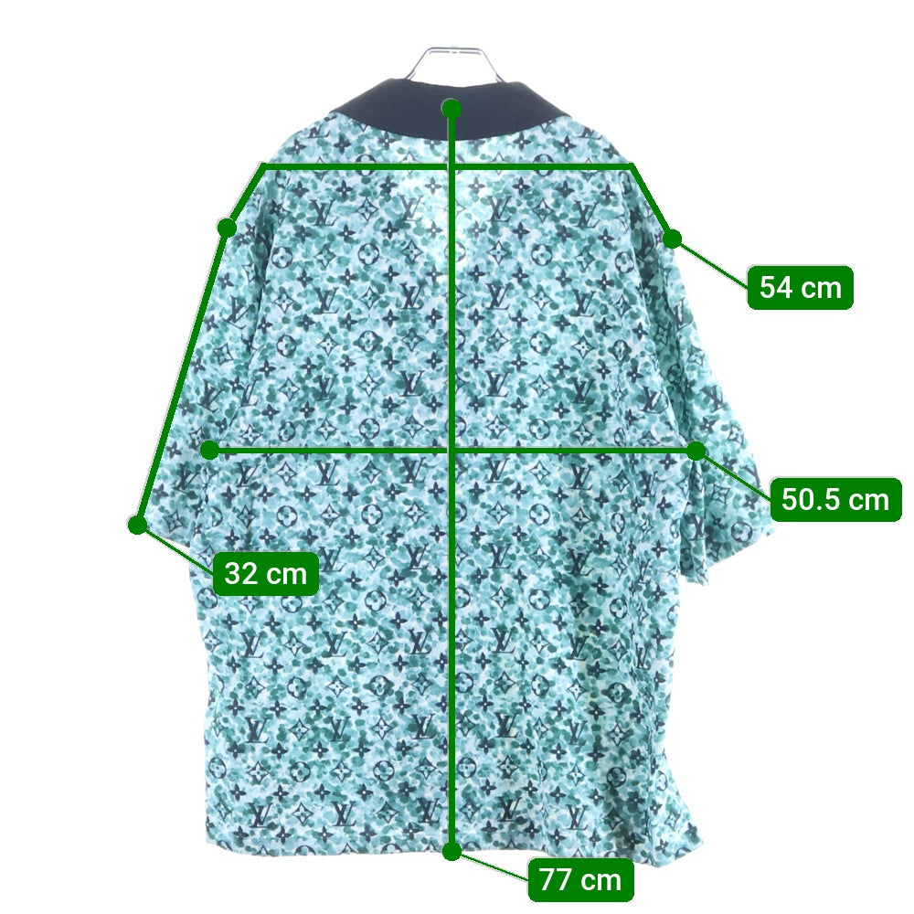 LOUIS VUITTON(ルイヴィトン) 23AW モノグラム クレープ 総柄プリント オープンカラー レーヨン 半袖シャツ グリーン RM232M ZR1 HPS25W