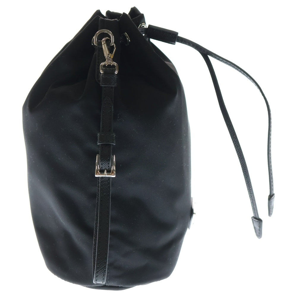 PRADA(プラダ) リナイロン 巾着バッグ ポーチ ケース 小物入れ ブラック ナイロン 1NS369 シルバー金具 レディース