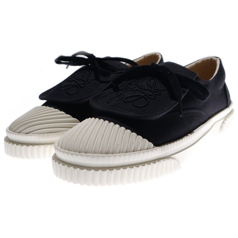 LOEWE(ロエベ) アナグラム ロゴ刺繍 キャンバス ラバー レースアップ ローカットシューズ スニーカー ブラック レディース 822105