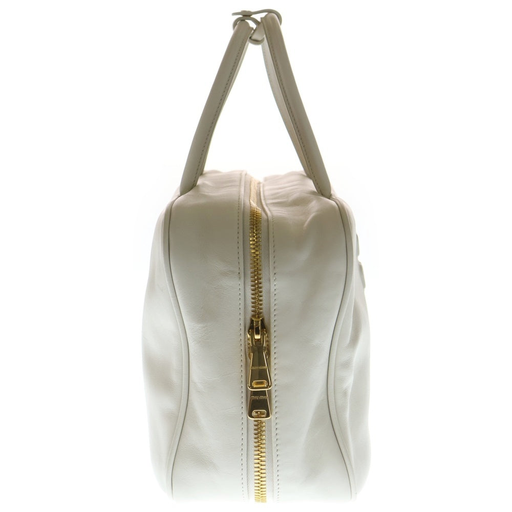 miumiu(ミュウミュウ) トップハンドルバッグ ハンドバッグ ホワイト レザー 5BB117 ゴールド金具 レディース