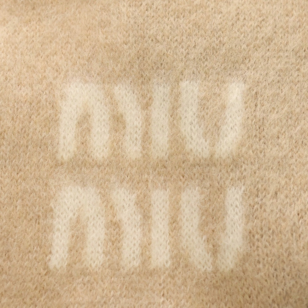 miumiu(ミュウミュウ) ロゴ フリンジ マフラー ストール ベージュ ウール×モヘヤ 5FS0622CQD レディース