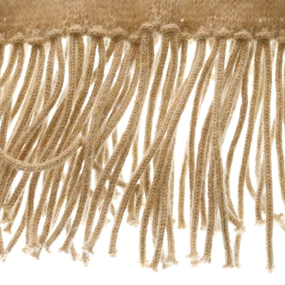 miumiu(ミュウミュウ) ロゴ フリンジ マフラー ストール ベージュ ウール×モヘヤ 5FS0622CQD レディース