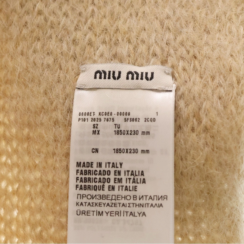 miumiu(ミュウミュウ) ロゴ フリンジ マフラー ストール ベージュ ウール×モヘヤ 5FS0622CQD レディース