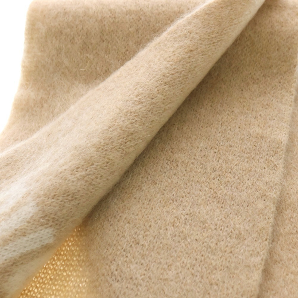 miumiu(ミュウミュウ) ロゴ フリンジ マフラー ストール ベージュ ウール×モヘヤ 5FS0622CQD レディース