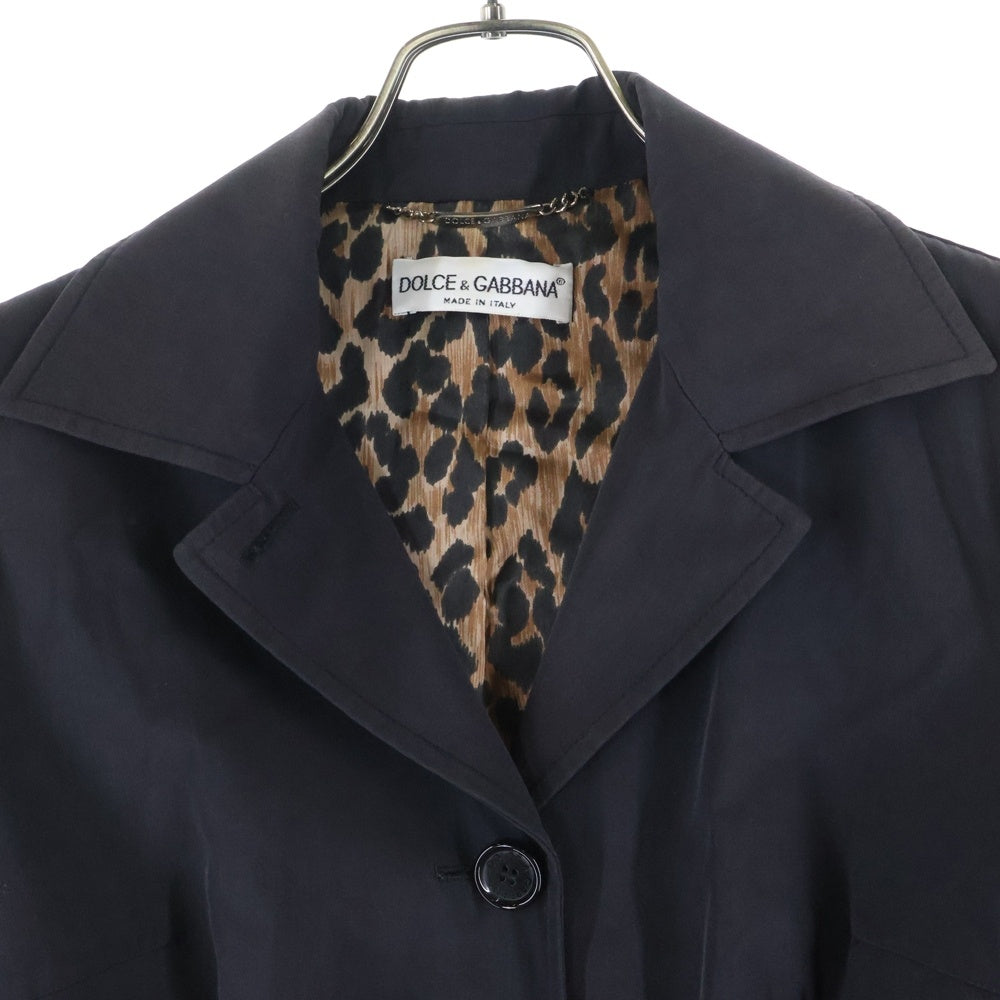 DOLCE & GABBANA(ドルチェアンドガッバーナ) 裏地レオパード総柄 5B テーラードジャケット チャコール レディース