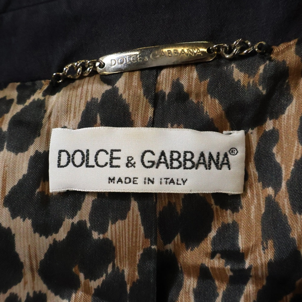 DOLCE & GABBANA(ドルチェアンドガッバーナ) 裏地レオパード総柄 5B テーラードジャケット チャコール レディース