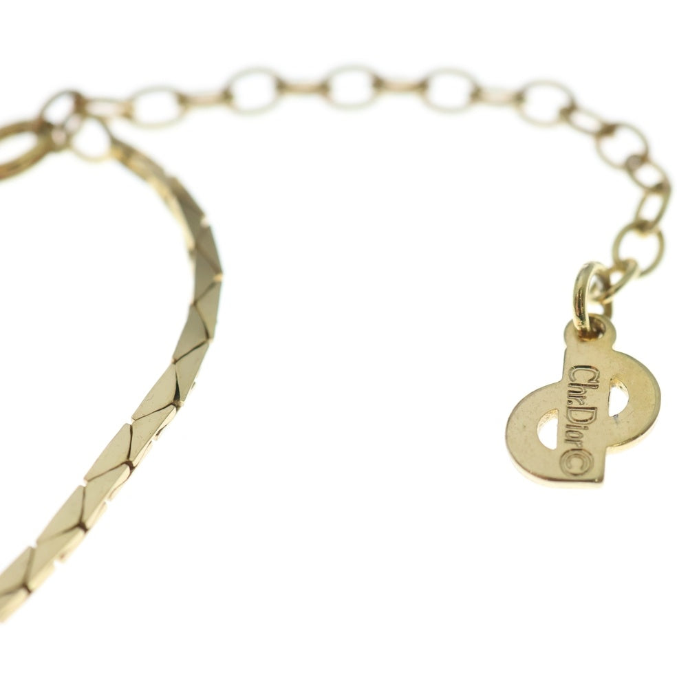 Christian Dior(クリスチャンディオール) パール ラインストーン チェーンネックレス ゴールド レディース