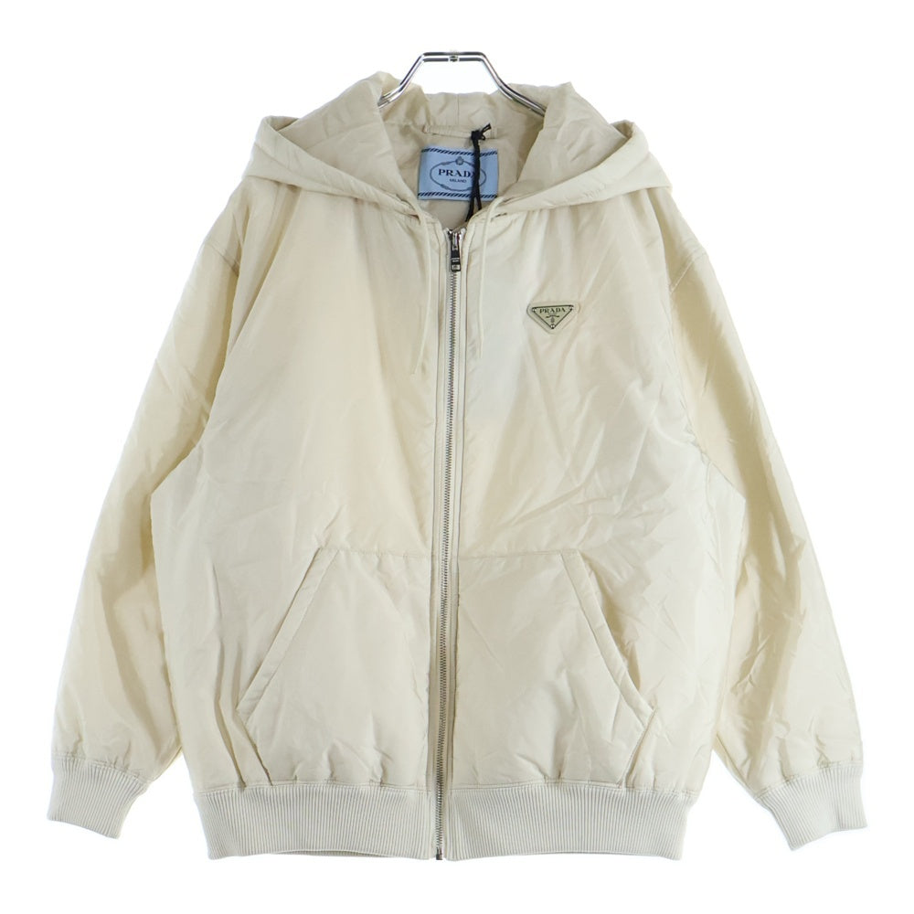 PRADA(プラダ) 24AW RE-NYLON リナイロン トライアングルロゴプレート フーデッド ジップアップ 中綿ジャケット ブルゾン アイボリー/ホワイト 292212