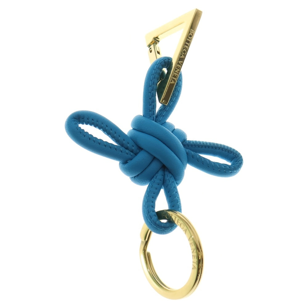 BOTTEGA VENETA(ボッテガヴェネタ) トライアルキーリング ブルー ゴールド金具 ラムスキン キーホルダー