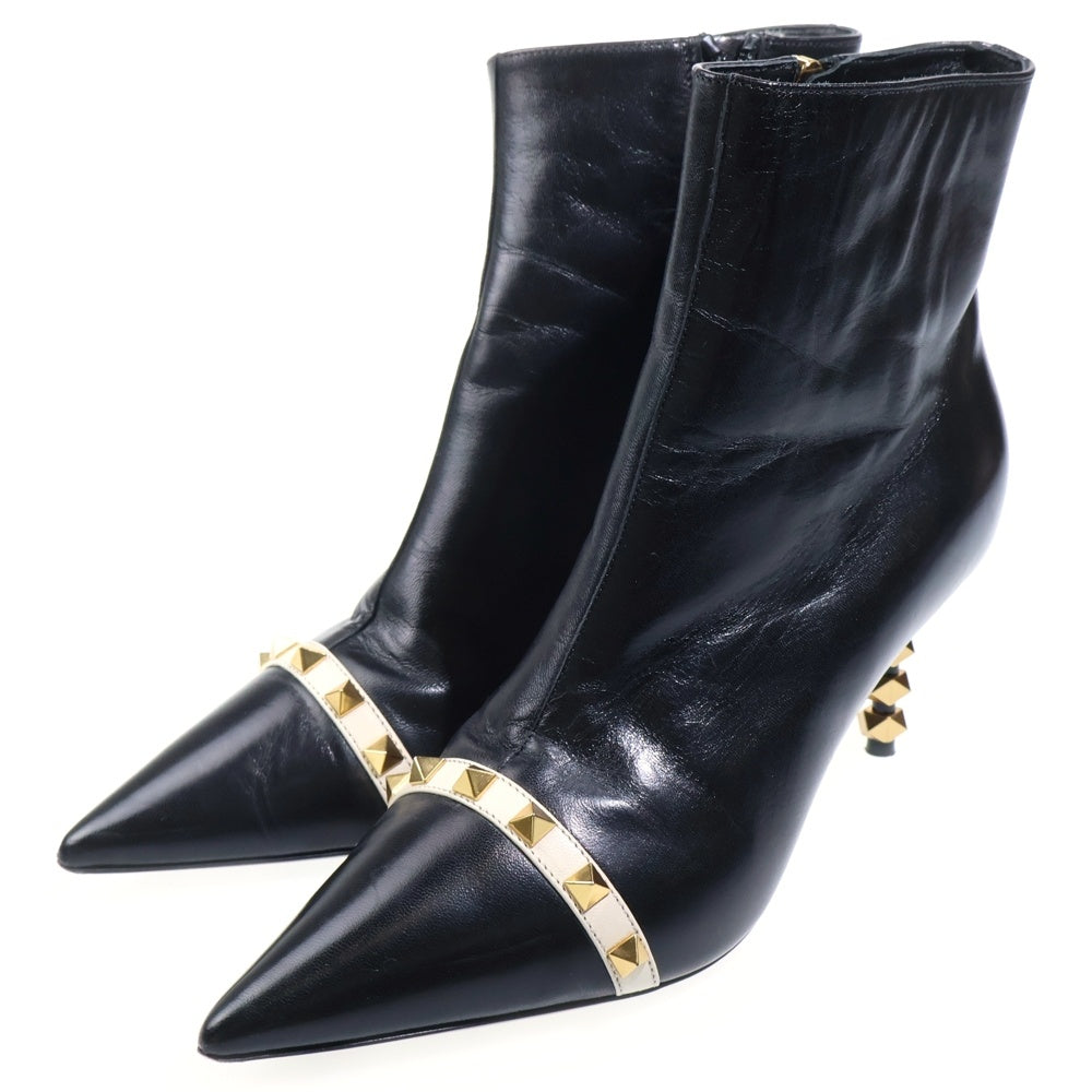VALENTINO(ヴァレンティノ) ロックスタッズ ヒール ブラック レザー レディース