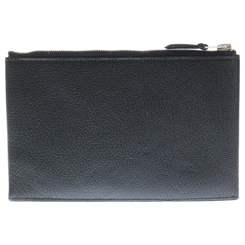 HERMES(エルメス) クラリスGM シェーブル ポーチ ケース 小物入れ ブラック レザー □H シルバー金具 レディース