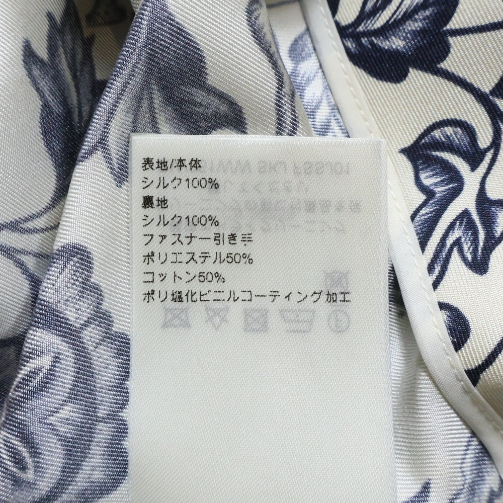 LOUIS VUITTON(ルイヴィトン) 25SS フラワーモチーフ シルクフレアマキシロングスカート ベージュ/ネイビー RW251WW SKJ FSSJ01 レディース